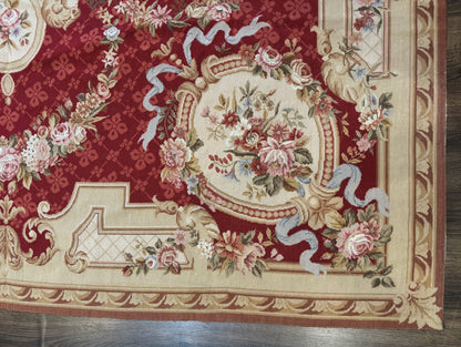 Aubusson Rug 8x11 Needlepoint Carpet Vintage French European Design
