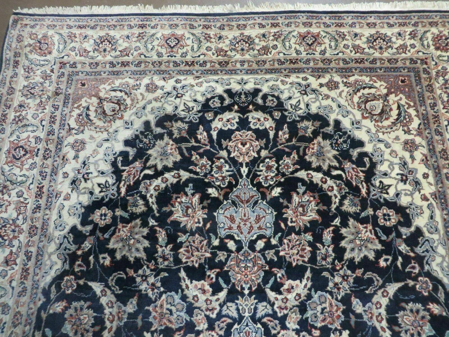 Hand Knotted Wool Silk Rug Vintage India Accent 4x7 Black