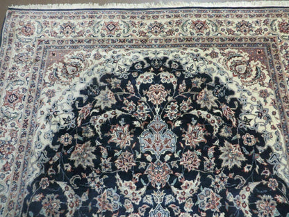 Hand Knotted Wool Silk Rug Vintage India Accent 4x7 Black