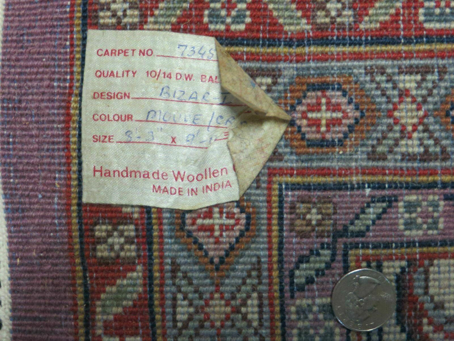 Hand Knotted Wool Rug Vintage Indian 8x10 Medallion Harati Pattern