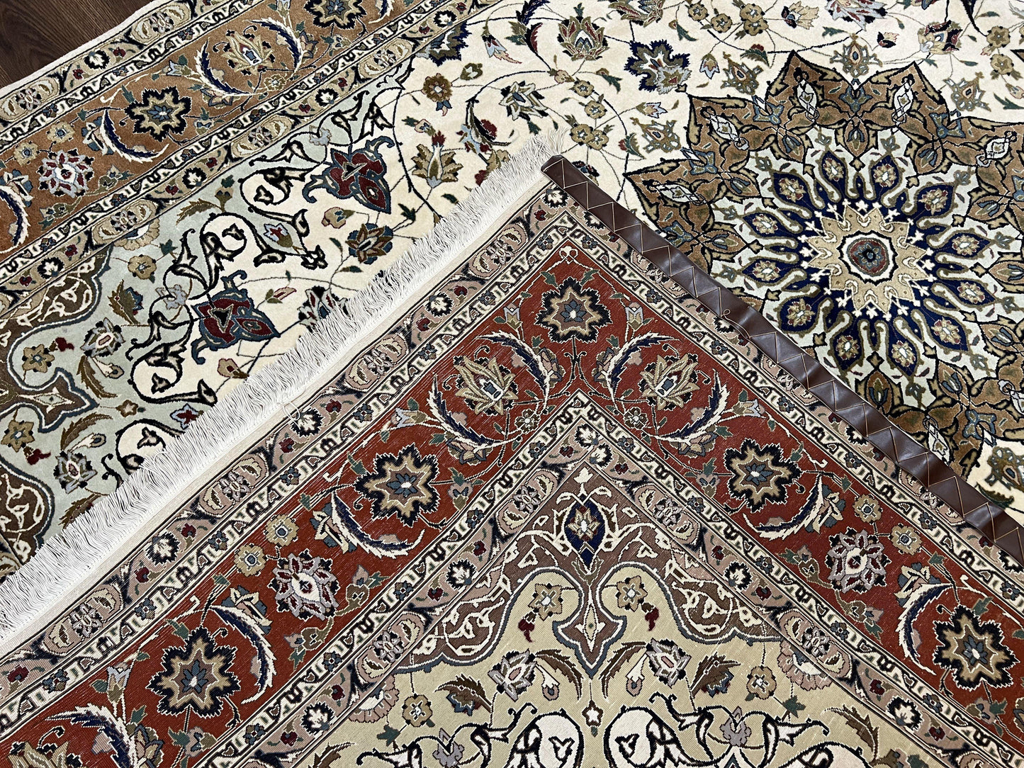 Hand Knotted Persian Tabriz Rug 7x10 Floral Medallion Ivory