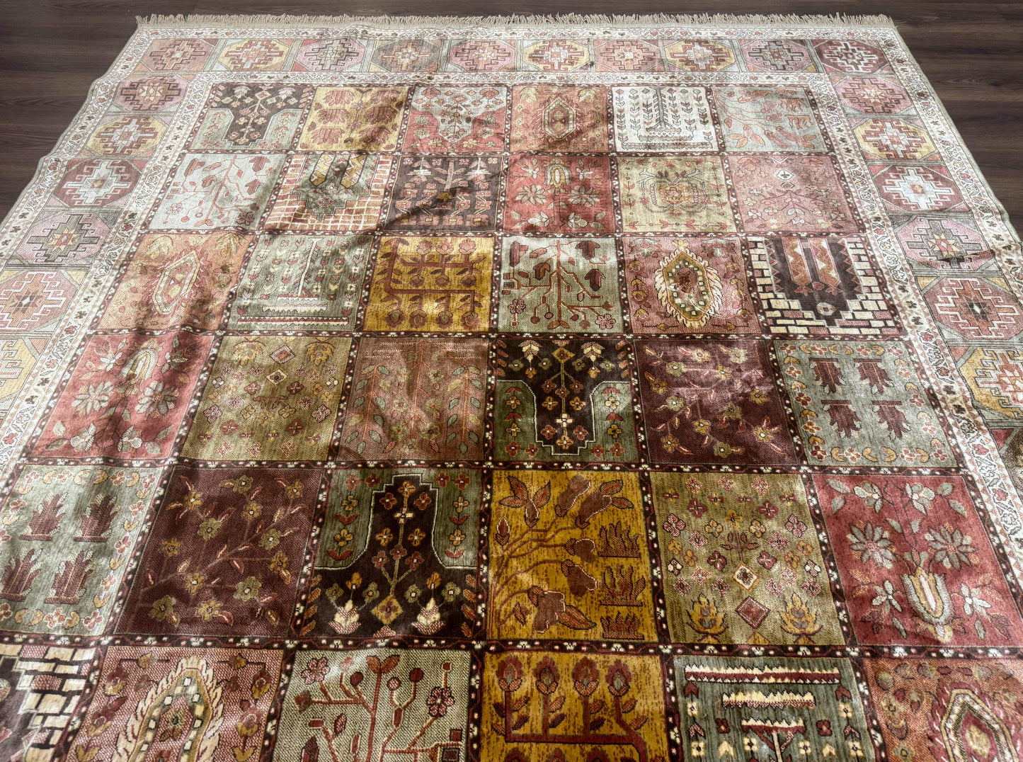 Panel Design Rug 8 x 10.6, Oriental Carpet, Belgium Power Loomed Rug