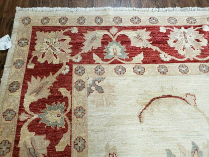 Peshawar Rug 10x14 Rug 10x14 Vintage Rug 10x14 Handmade Rug Chobi Rug Ivory Beige Red Rug