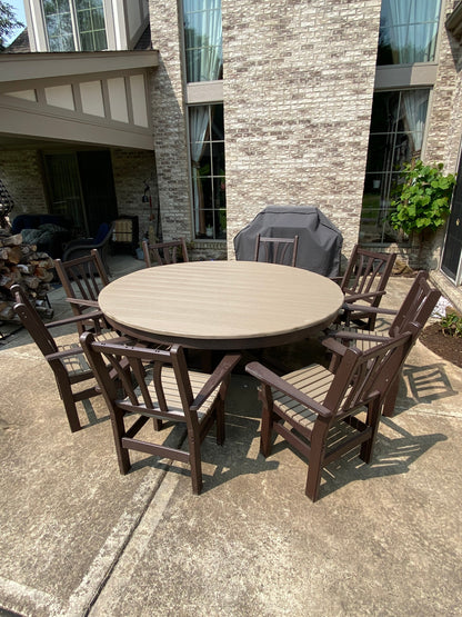 Outdoor Modern Fanback Dining Chair HDPE All Weather Patio Seating