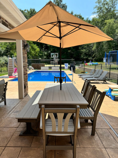 Outdoor Modern Fanback Dining Chair HDPE All Weather Patio Seating