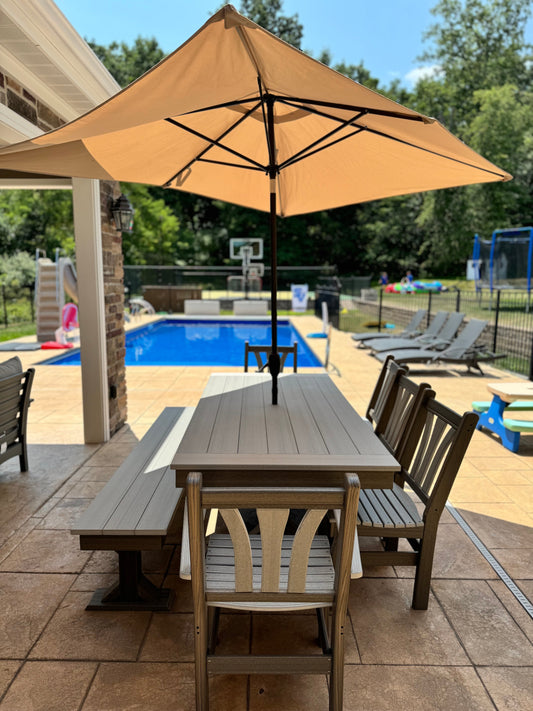 Outdoor Modern Fanback Dining Chair HDPE All Weather Patio Seating