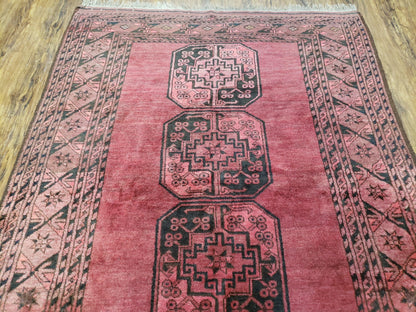 Bukhara Area Rug Hand Knotted Bokhara Bashir 4x6 Red and Black Wool