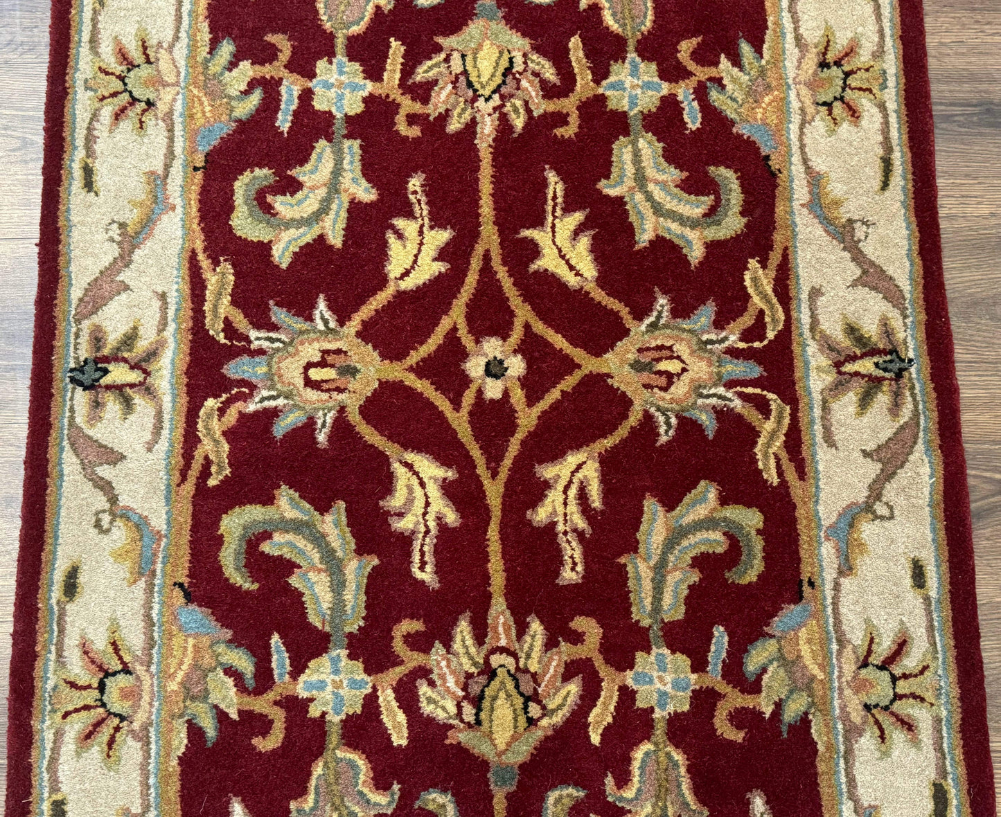 Small Floral Wool Rug 3x5, Safavieh Heritage Collection, Dark Red, Pair A