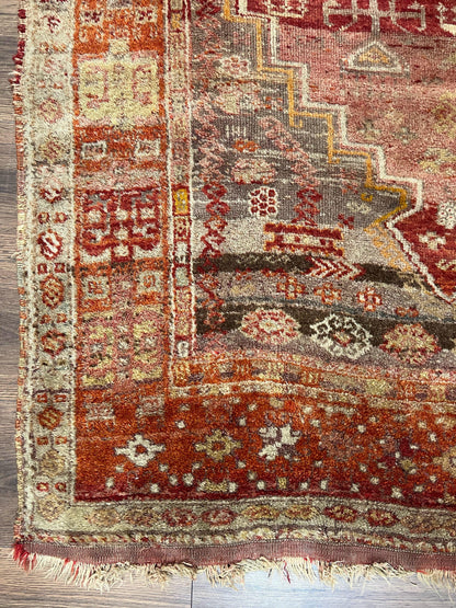 Antique Turkish Melas Rug 4x7 Hand Knotted Wool Area Rug Tribal Geometric