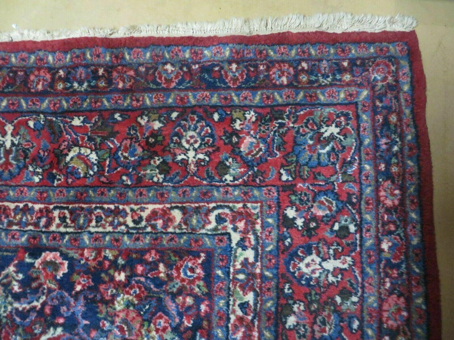 Persian Sarouk Rug 9x12 Hand Knotted Wool Antique Oriental Carpet With Vegetable Dyes