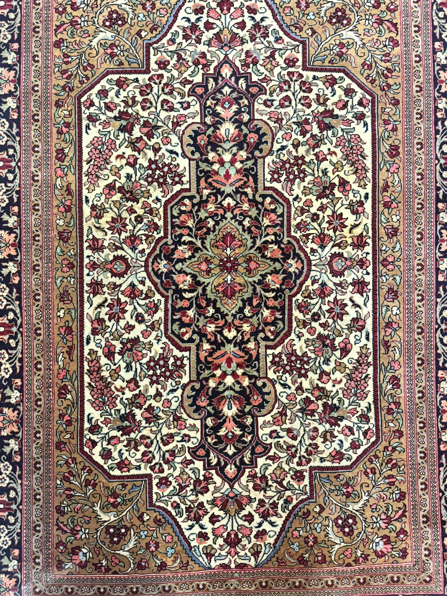 Persian Qum Rug Hand Knotted 3.6 By 5 Rare Semi Antique Kork Wool