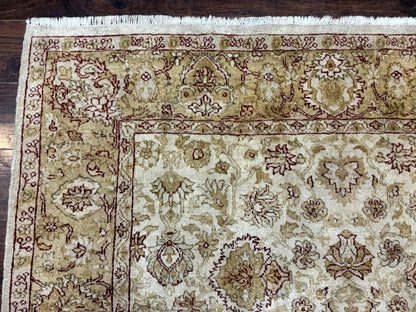 Turkish Oushak Rug 6x9 Vintage Beige Hand Knotted Wool Area Rug
