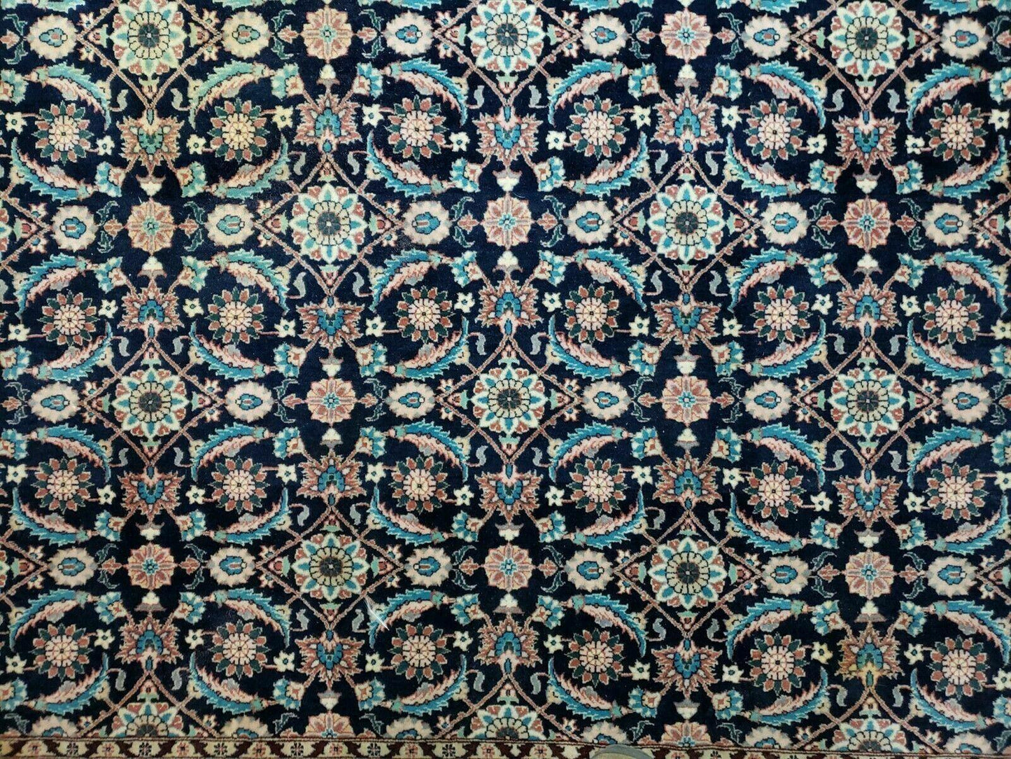 Handmade Wool Rug Floral Oriental Blue 73 Inch Square Carpet