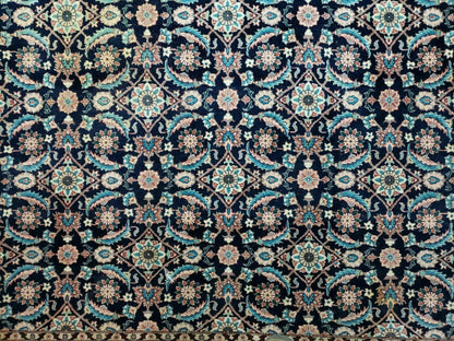 Handmade Wool Rug Floral Oriental Blue 73 Inch Square Carpet
