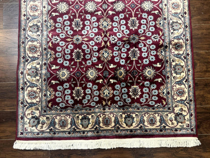 Pak Persian Rug 4x6, Floral Allover, Vintage Wool Carpet, Plum and Ivory