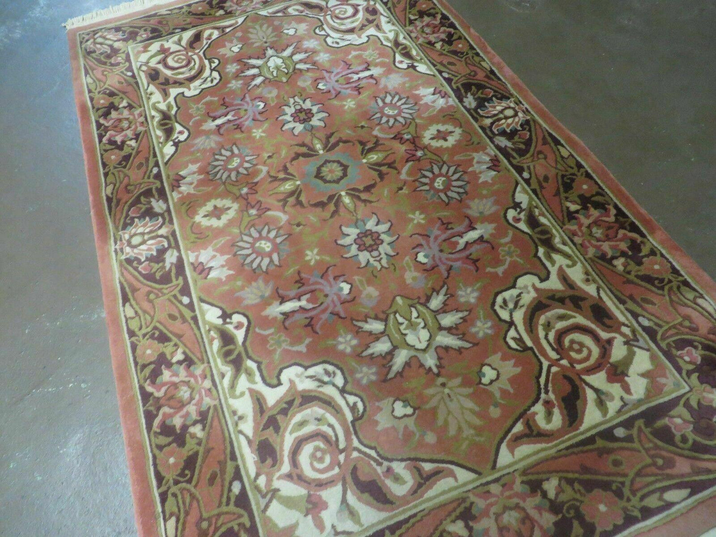 Chinese Wool Rug 3x5 Vintage Handmade Oriental Carpet Floral Medallion