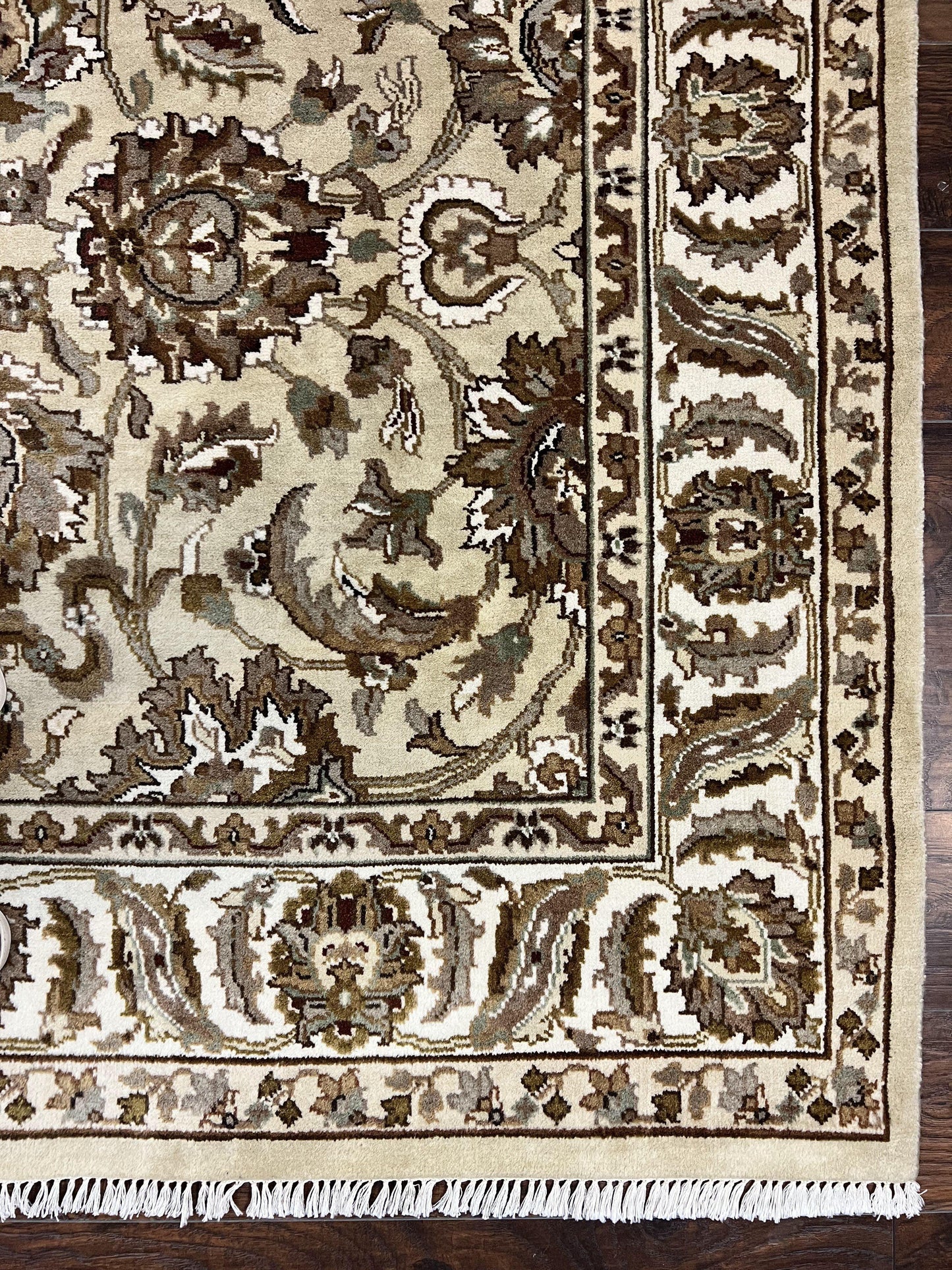 Indo Mahal Rug 6x9 Hand Knotted Wool Floral Ivory Green Traditional Carpet