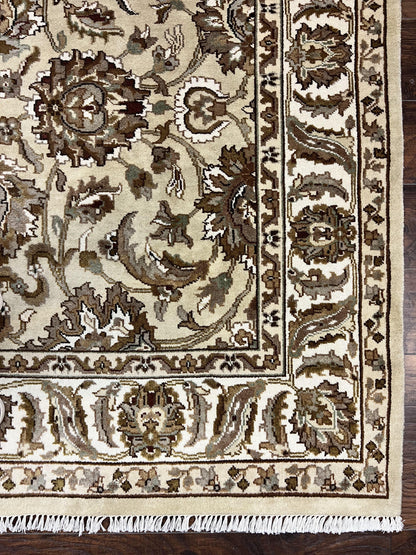 Indo Mahal Rug 6x9 Hand Knotted Wool Floral Ivory Green Traditional Carpet