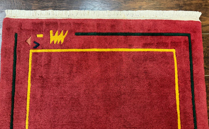 Indo Persian Gabbeh Rug 3x5 Red Handmade Wool Vintage Area Rug