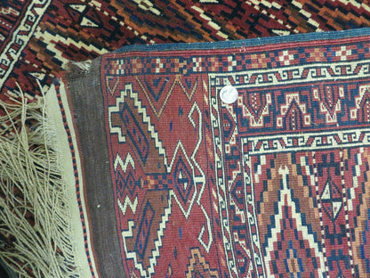 Bokhara Rug Antique Handmade In Russia Turkoman Yamud Wool 47x93