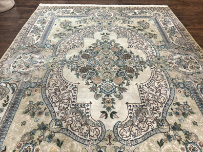 Handmade Persian Rug Wool Vintage Floral Medallion Oriental Carpet 8 By 10.6