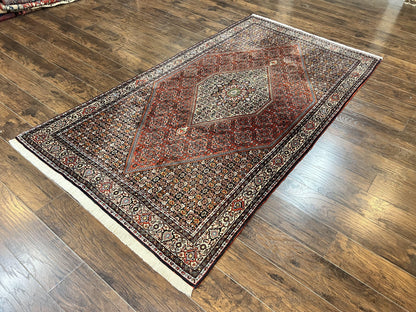 Persian Bidjar Rug 5x10 Hand Knotted Wool Vintage Carpet Mahi Herati Pattern