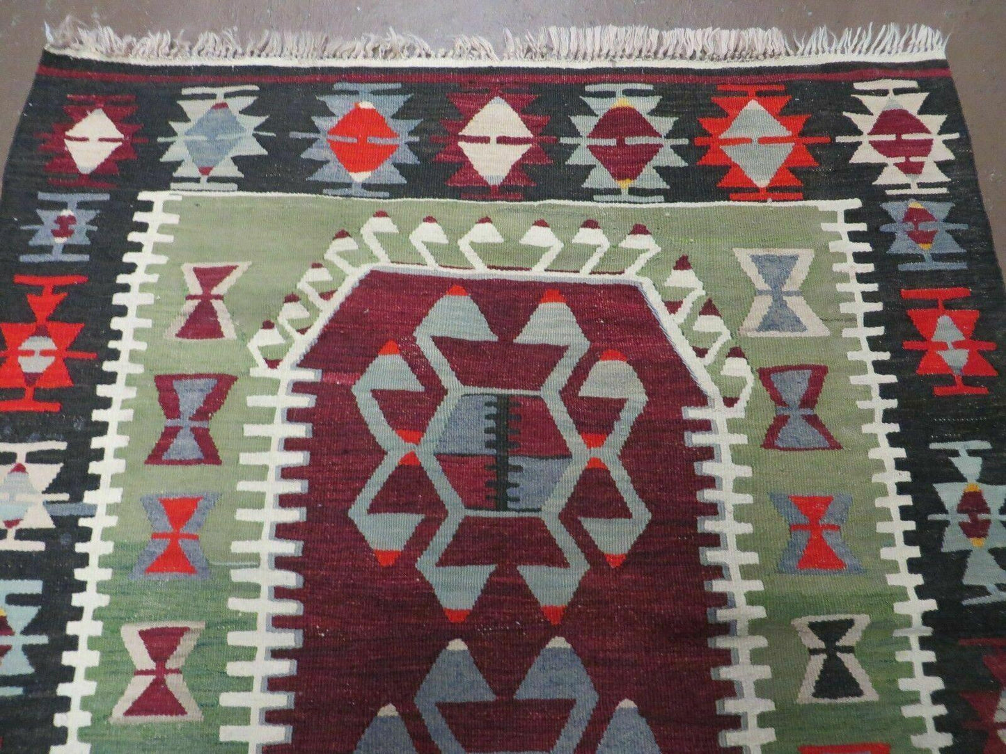 Turkish Kilim Rug Vintage Handmade Flat Weave Wool Veg Dyes 3 Ft 8 In By 5 Ft 1 In