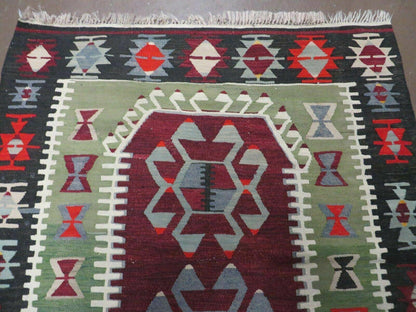 Turkish Kilim Rug Vintage Handmade Flat Weave Wool Veg Dyes 3 Ft 8 In By 5 Ft 1 In