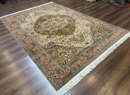 Turkish Sivas Rug 6x9 Floral Medallion Vintage Handmade Wool Carpet