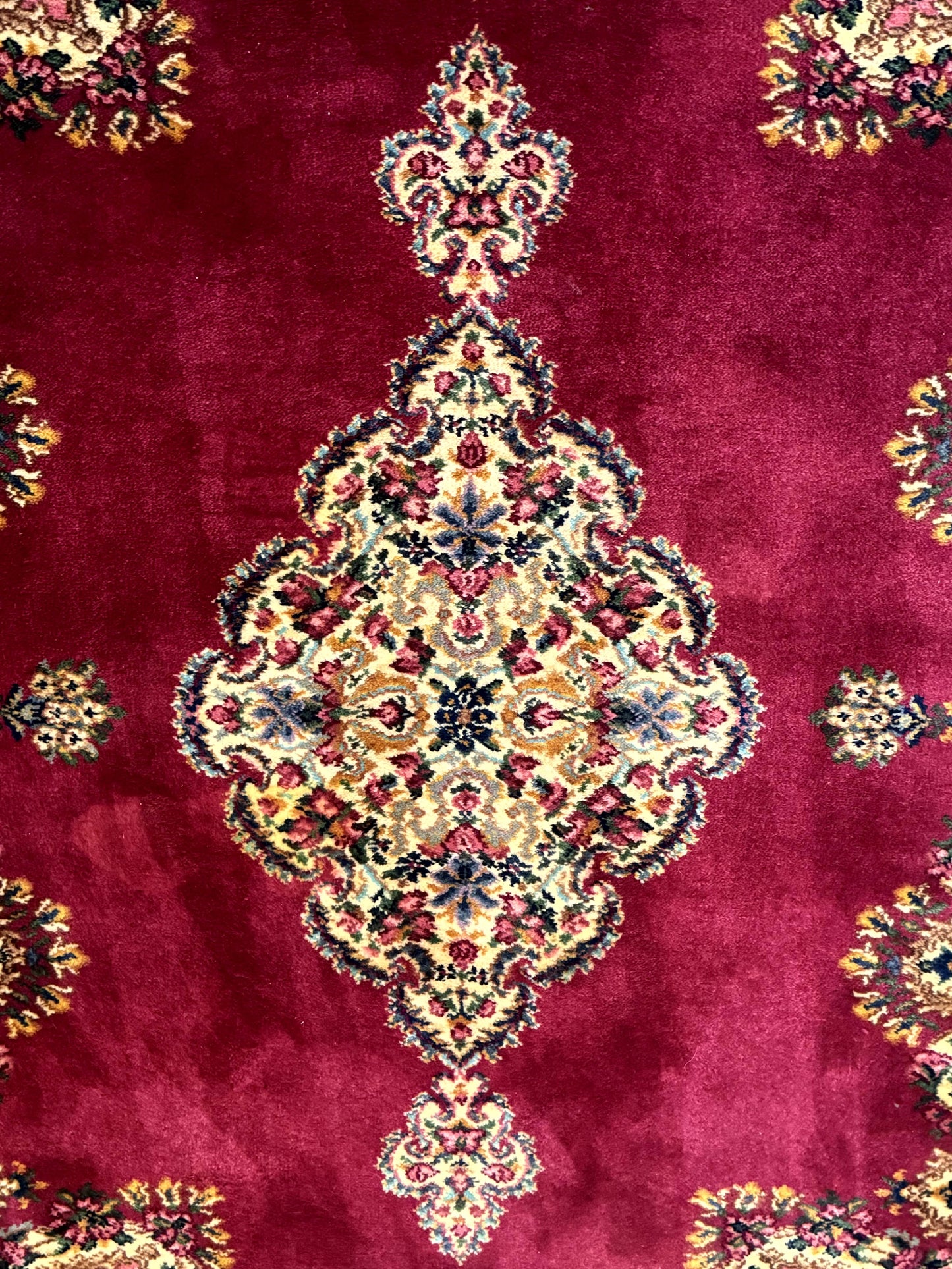 Karastan Rug 4x6 Red Medallion Kirman #762, Wool Vintage Original 700 Series