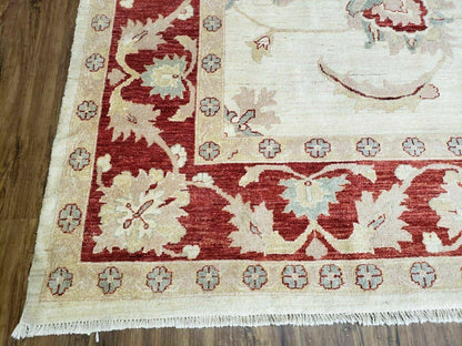 Peshawar Rug 10x14 Rug 10x14 Vintage Rug 10x14 Handmade Rug Chobi Rug Ivory Beige Red Rug