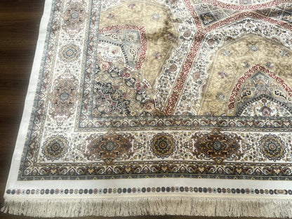 Turkish Silk Rug 8x10 Hereke Dome Design Bamboo Silk Carpet New