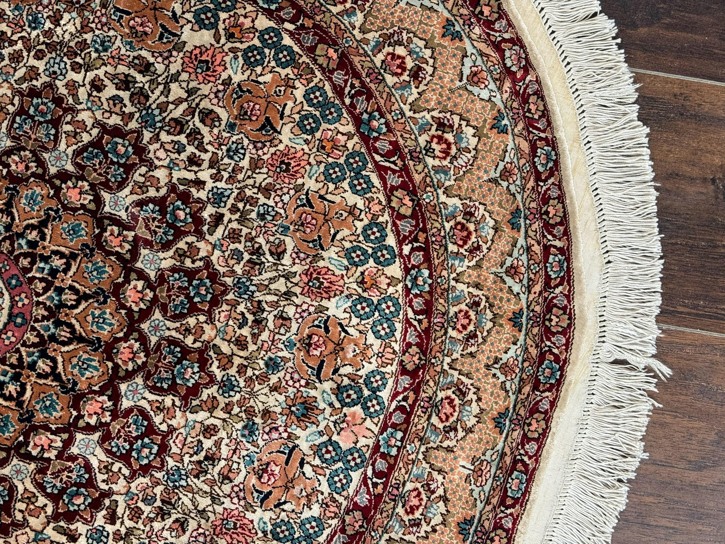 Round Silk Rug 3x3 Handmade Sino Persian Silk On Silk Carpet