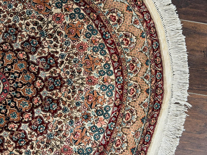 Round Silk Rug 3x3 Handmade Sino Persian Silk On Silk Carpet