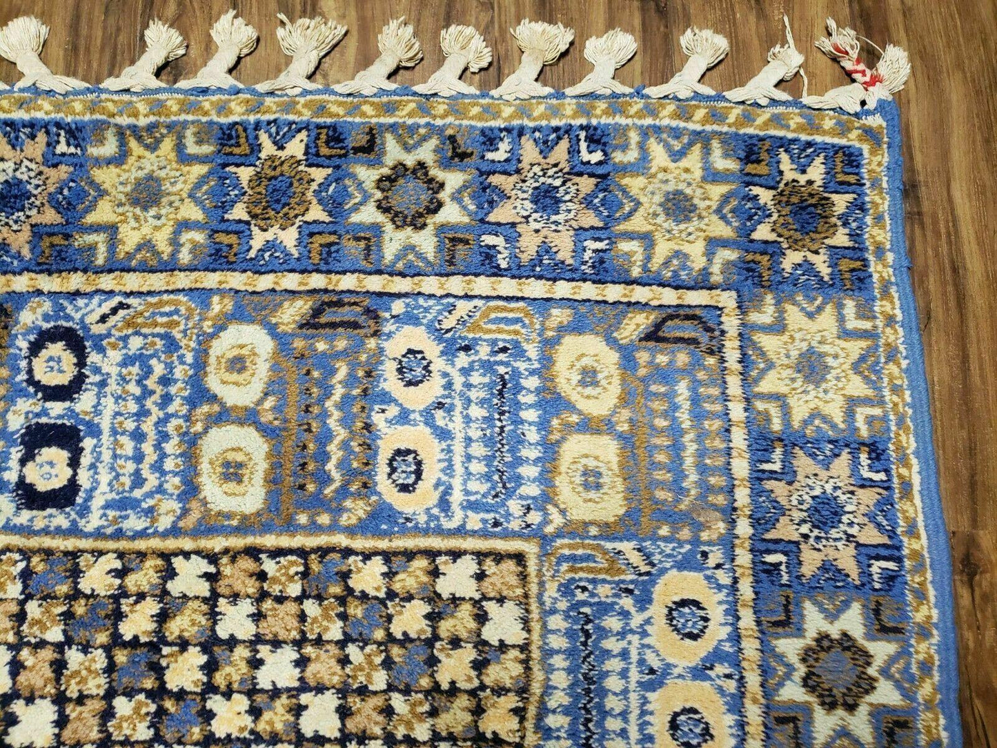 Moroccan Rabat Wool Rug 7 Ft By 10 Ft 5 In Handmade Blue Area Rug