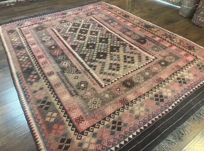 Persian Kurdish Kilim Rug 8x10 Handwoven Wool Flatweave Vintage Zarand Kilim