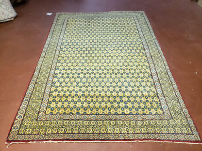 Star Of David Wool Rug Handmade Turkish Hand Knotted 5x7 Green Gold Area Rug