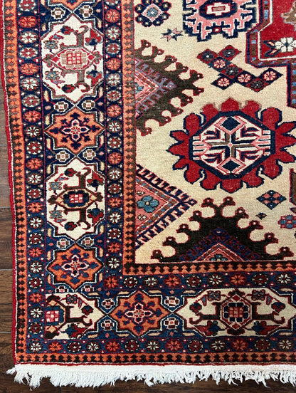 Persian Heriz Rug 8x12 Hand Knotted Wool Geometric Medallion Oriental Carpet