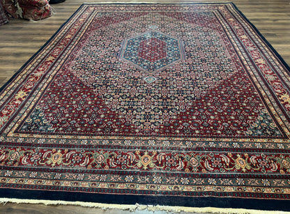 Indo Persian Bidjar Rug 9x12 Wool Handmade Carpet Dark Blue