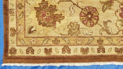 Indo Persian Rug 10x14, Mahal Sultanabad Oriental Carpet, Burnt Orange & Beige, Handmade Wool Area Rug