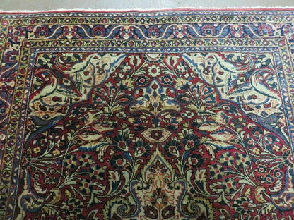 Antique Handmade Indian Wool Rug Agra Fine Weave Organic Vegetable Dyes 41x60
