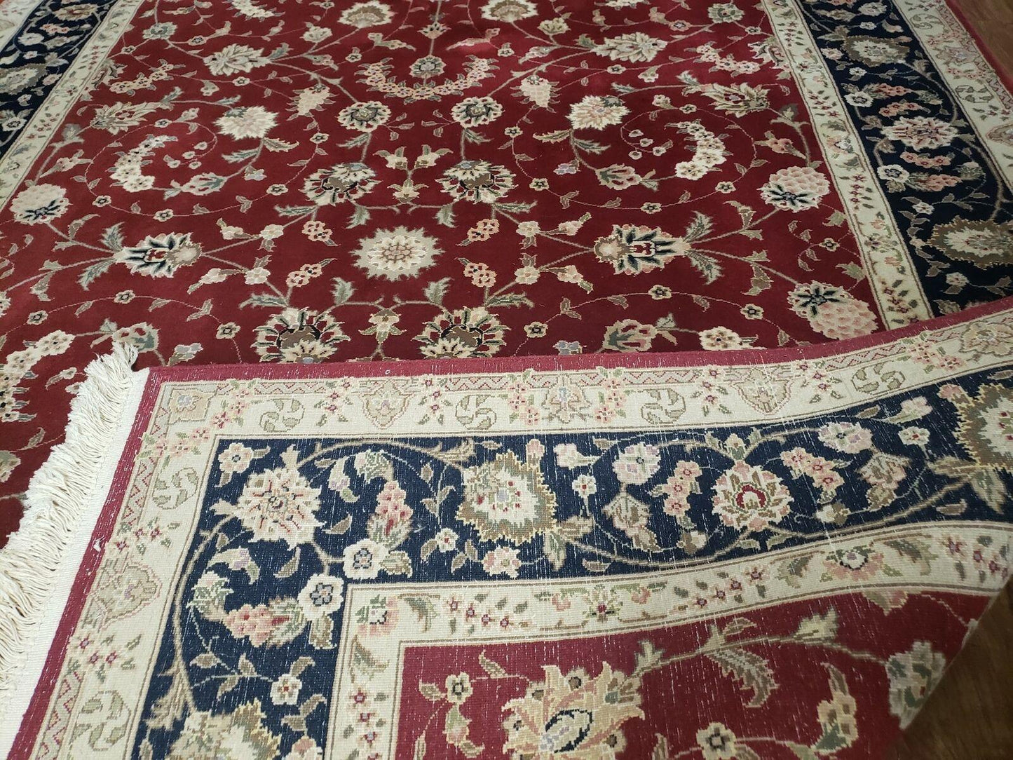 Vintage Oriental Floral Handmade Wool Rug 6x9 Red Vegetable Dyes