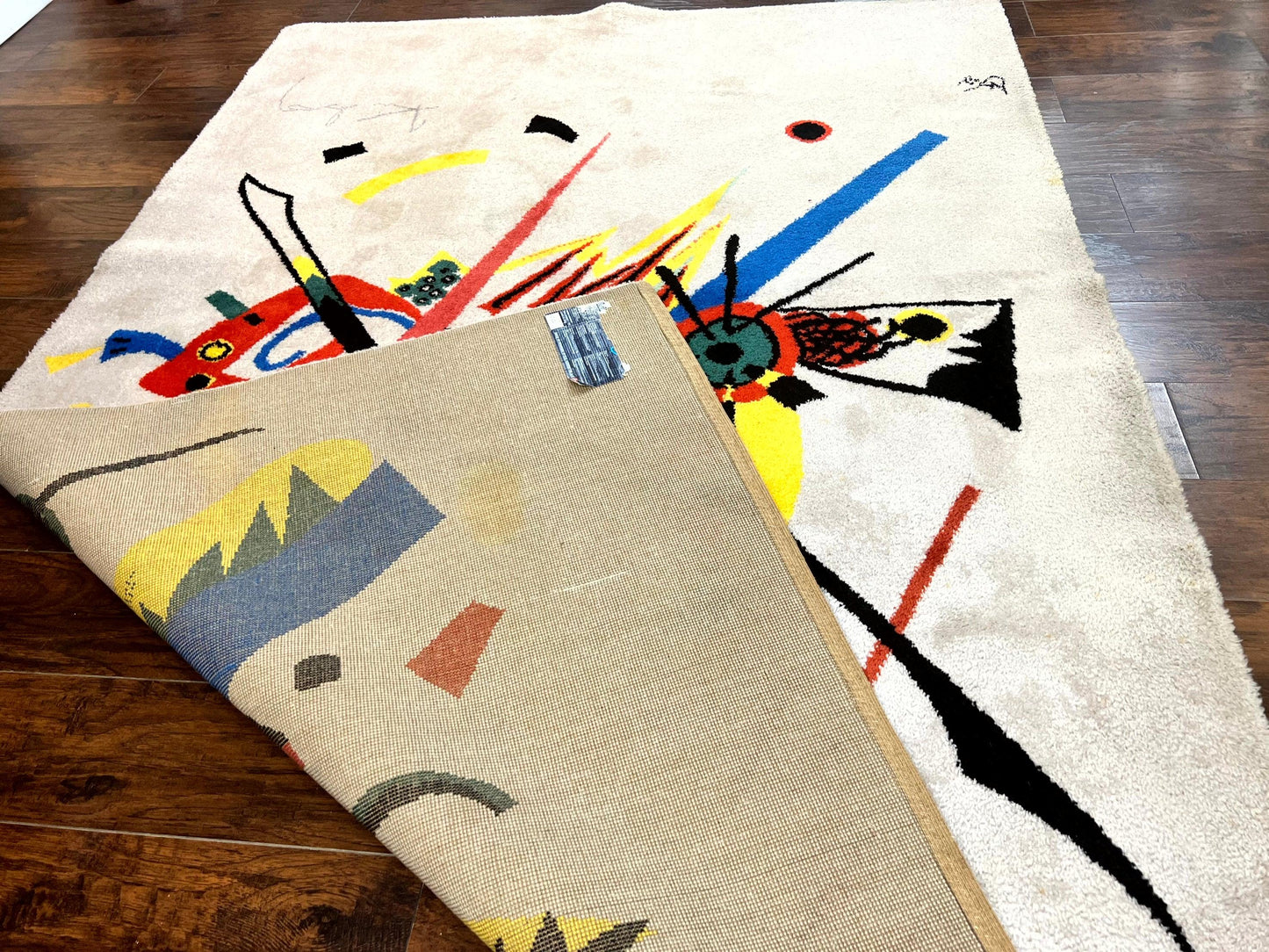 Danish Rya Shag Rug 6x9, EGE Axminster Carpet, Ivory, Modern Abstract Rug, Signed by Designer