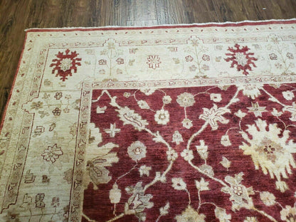 Hand Knotted Peshawar Wool Rug 8x10 Floral Oriental Red Beige