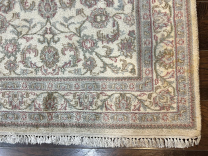 Indo Persian Rug 4x6 Vintage Handmade Wool Carpet With Floral Allover Pattern Beige