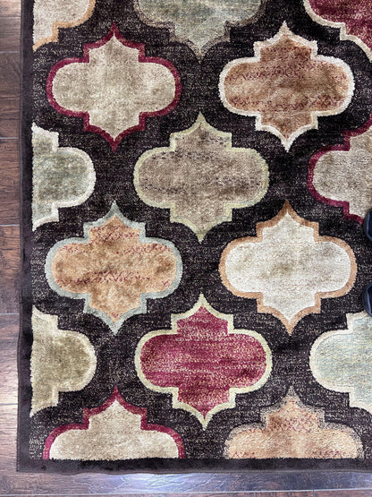 Panel Design Rug 5x7, Multicolor Contemporary Area Rug, Small Living Room Rug