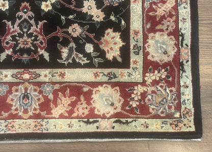 Black Sino Persian Rug 3x5, Wool with Silk Highlights, Floral, Fine 170 KPSI