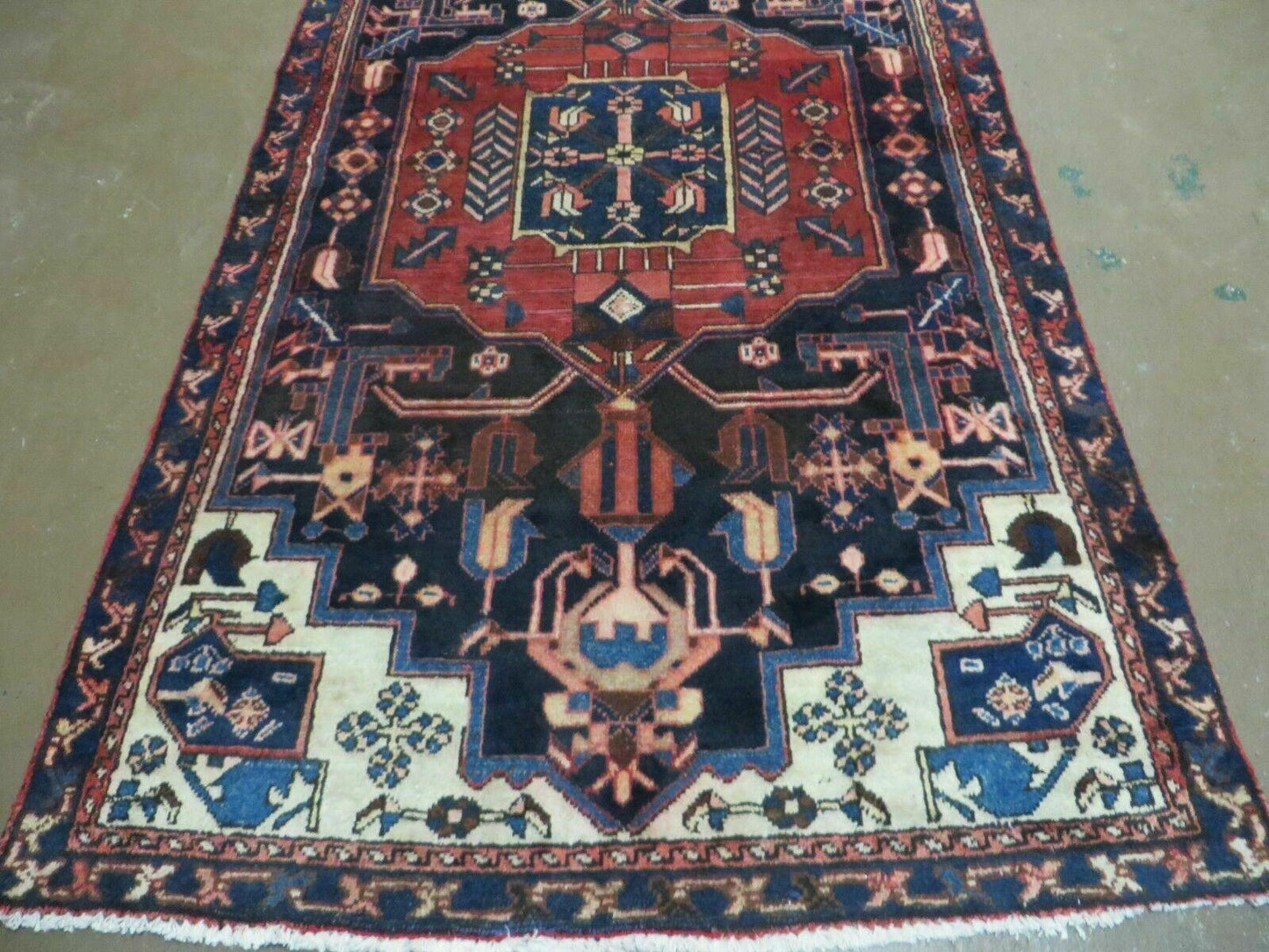 Antique Turkish Anatolian Wool Rug Handmade Vegetable Dye 47x82 Handwoven Classic Pattern