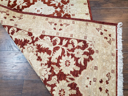 21 ft Runner Rug Long Hallway Runner, 3 x 21 Corridor Rug, Peshawar Pak Persian Chobi Agra Rug, Maroon and Beige Large Flowers Wool Handmade