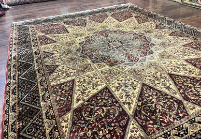 Indo Persian Rug 8x10, Dome Design, 210 KPSI, Handmade Vintage Wool Rug